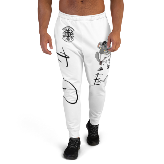 Chewy Chilla/White Suit/Black Signature Logo/white Unisex Joggers