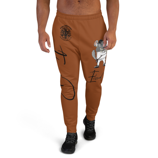 Chewy Chilla/White Suit/Black Signature Logo/Saddle Brown Unisex Joggers