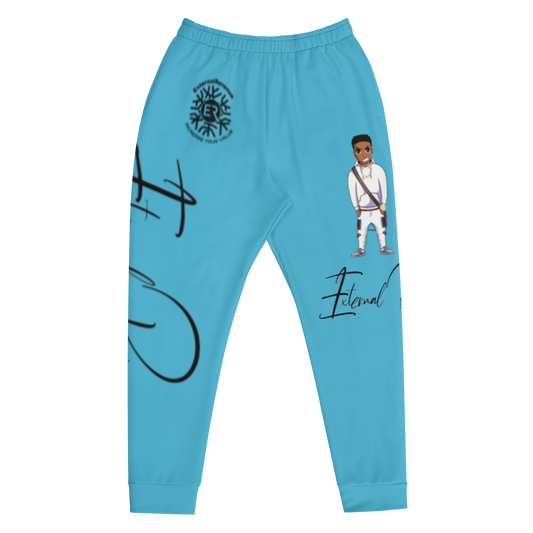 Evan/White Suit/Summer Sky Blue/Black Signature Logo/Unisex- Joggers