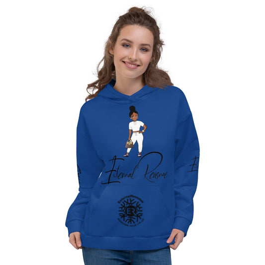 Sasha/White Suit/Dark Cerulean Blue/Black Signature Logo Unisex-Hoodie