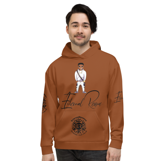 Evan/White Suit/Saddle Brown/Black Signature Logo/Unisex-Hoodie